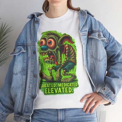Educated. Medicated. Elevated. – Zombie Slacker T-Shirt
