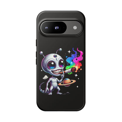 Alien Smoking Rainbow Galaxy Phone Case — Cute Cosmic Art Tough Case