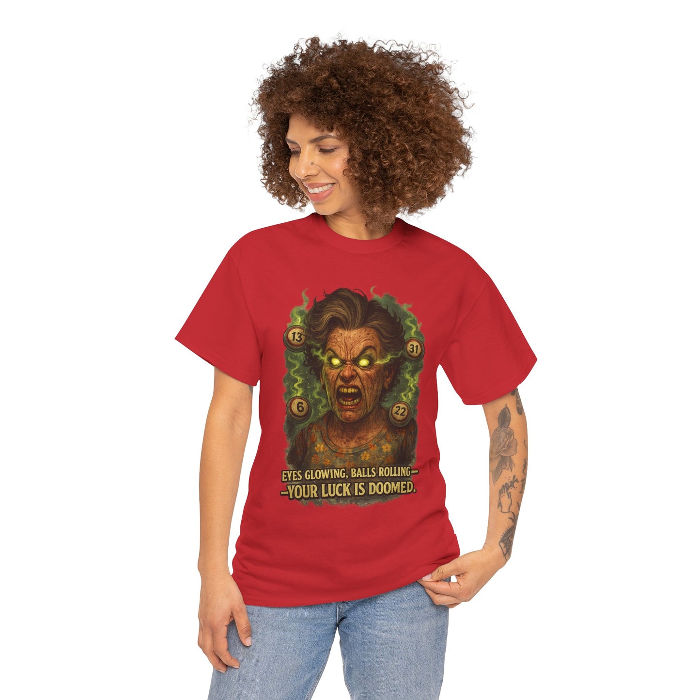 Your Luck Is Doomed T-Shirt | Horror Dice Seer, RPG Tabletop Tee