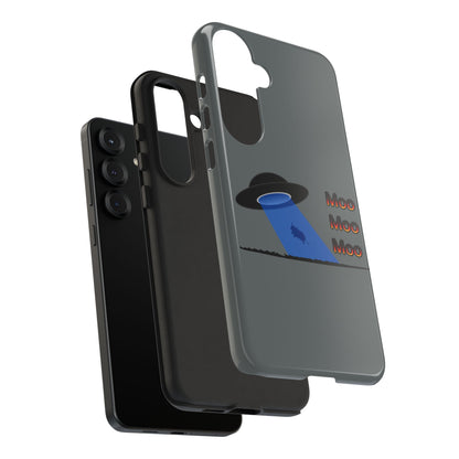 Phone Case — Funny UFO Cow Abduction Design with “Moo Moo Moo”