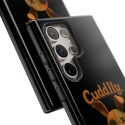 Phone Case — "Cuddly. Cracked. Kinda Dangerous." Cute Creepy Bunny Protective Case