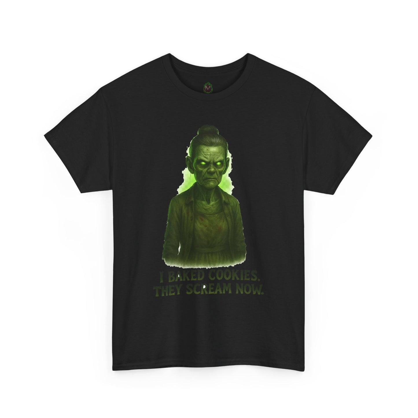 Creepy Green Girl Illustration T-Shirt | I Baked Cookies They Scream Now