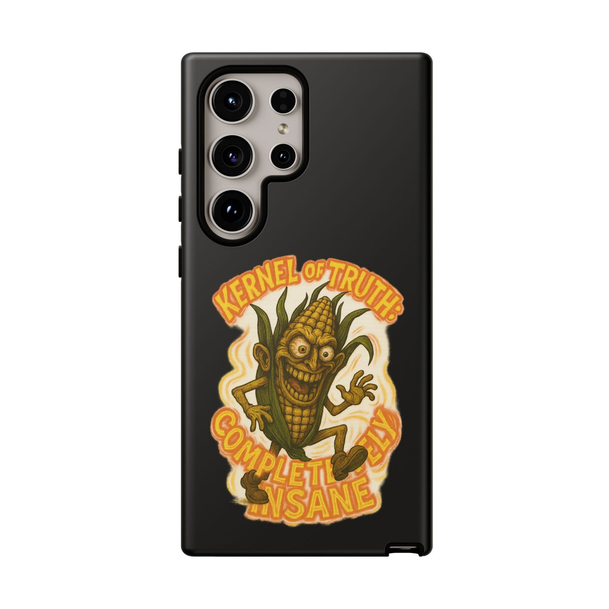 Corny Horror Phone Case - “Kernel of Truth, Completely Insane” Retro Corn Monster