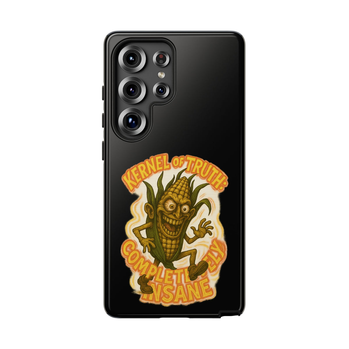 Corny Horror Phone Case - “Kernel of Truth, Completely Insane” Retro Corn Monster