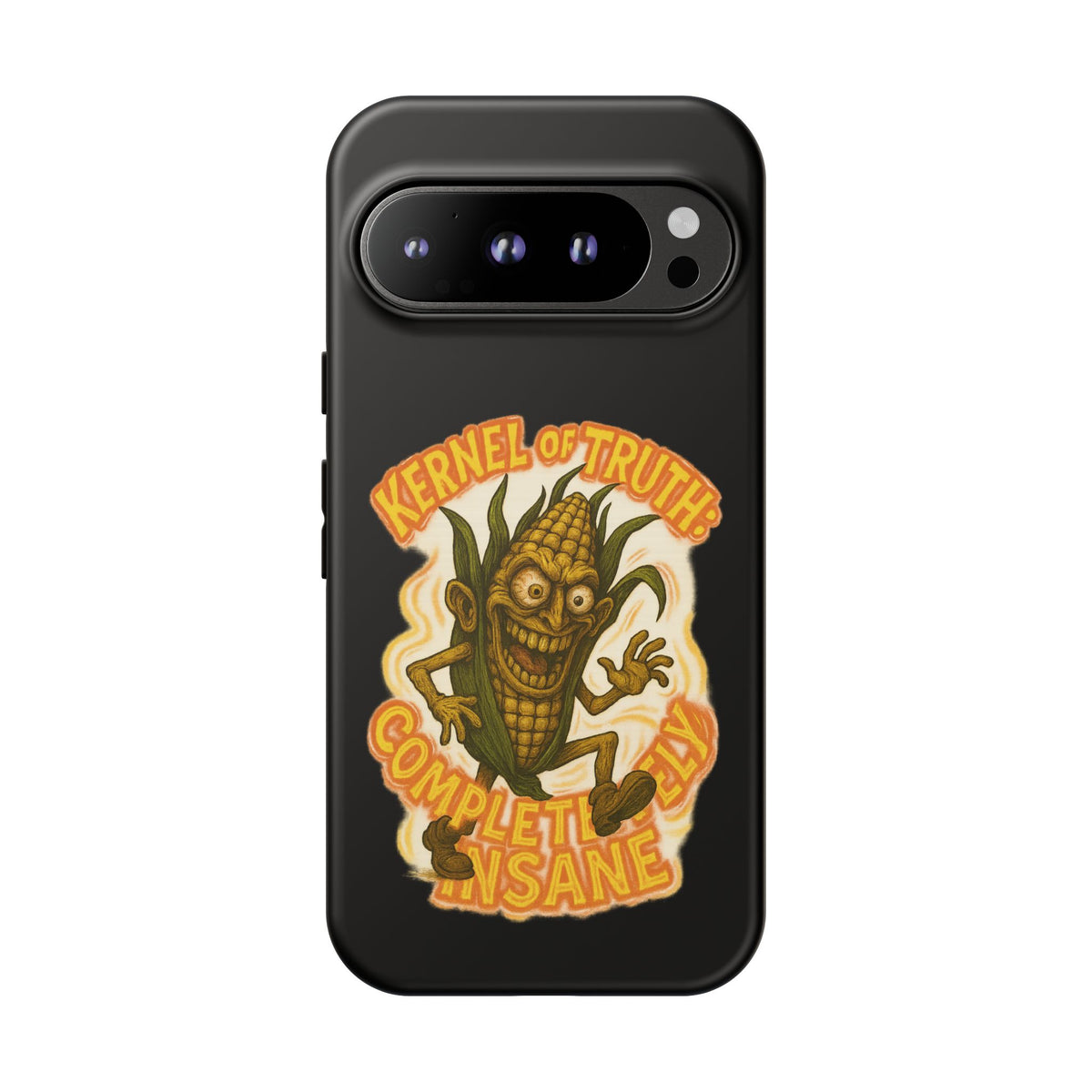 Corny Horror Phone Case - “Kernel of Truth, Completely Insane” Retro Corn Monster