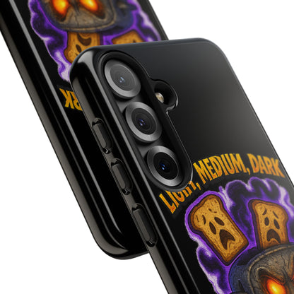 Phone Case — 'Light, Medium, Dark or Eternal Blackened Torment?' Spooky Toast & Toaster Horror Design
