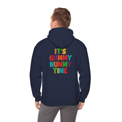Gummy Nummy Time Hoodie — Colorful Retro Candy Phrase Pullover