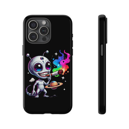 Alien Smoking Rainbow Galaxy Phone Case — Cute Cosmic Art Tough Case