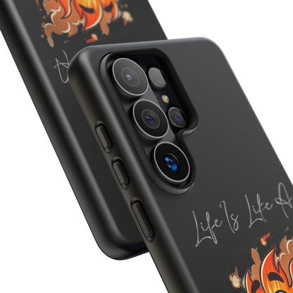 Cute Flaming Dumpster Phone Case — "Life Is Lit" Funny Burnout Phone Cover