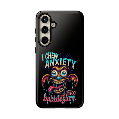 Phone Case — "I Chew Anxiety Like Bubblegum" Retro Monster Design