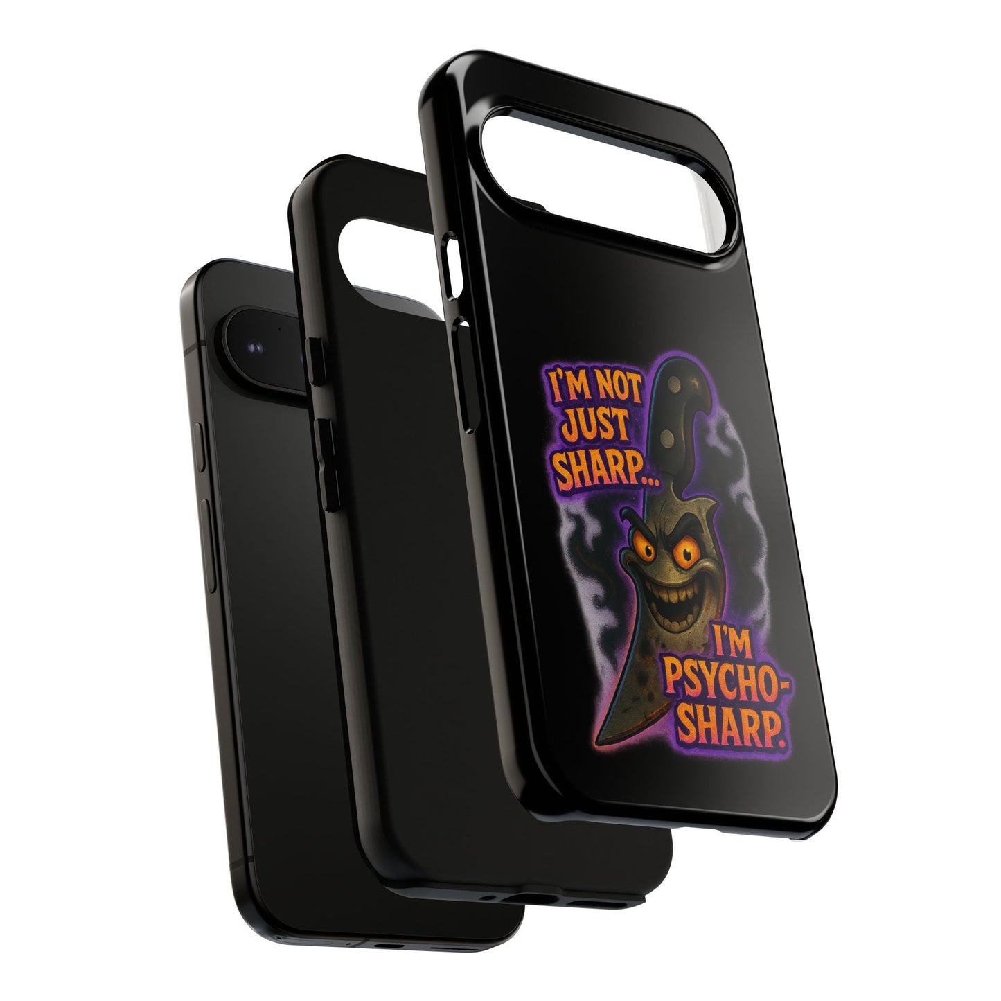 Knife Graphic Phone Case — "I'm Not Just Sharp... I'm Psycho-Sharp" Horror Phone Cover