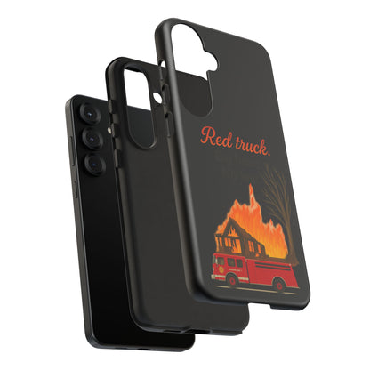 Phone Case — 'Red truck' Fire Truck Design, Vintage Firefighter Gift