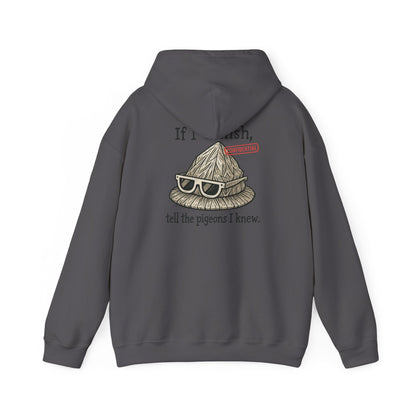 Hoodie — "If I Vanish, Tell the Pigeons I Knew" Funny Pigeon Skull Graphic Hoodie