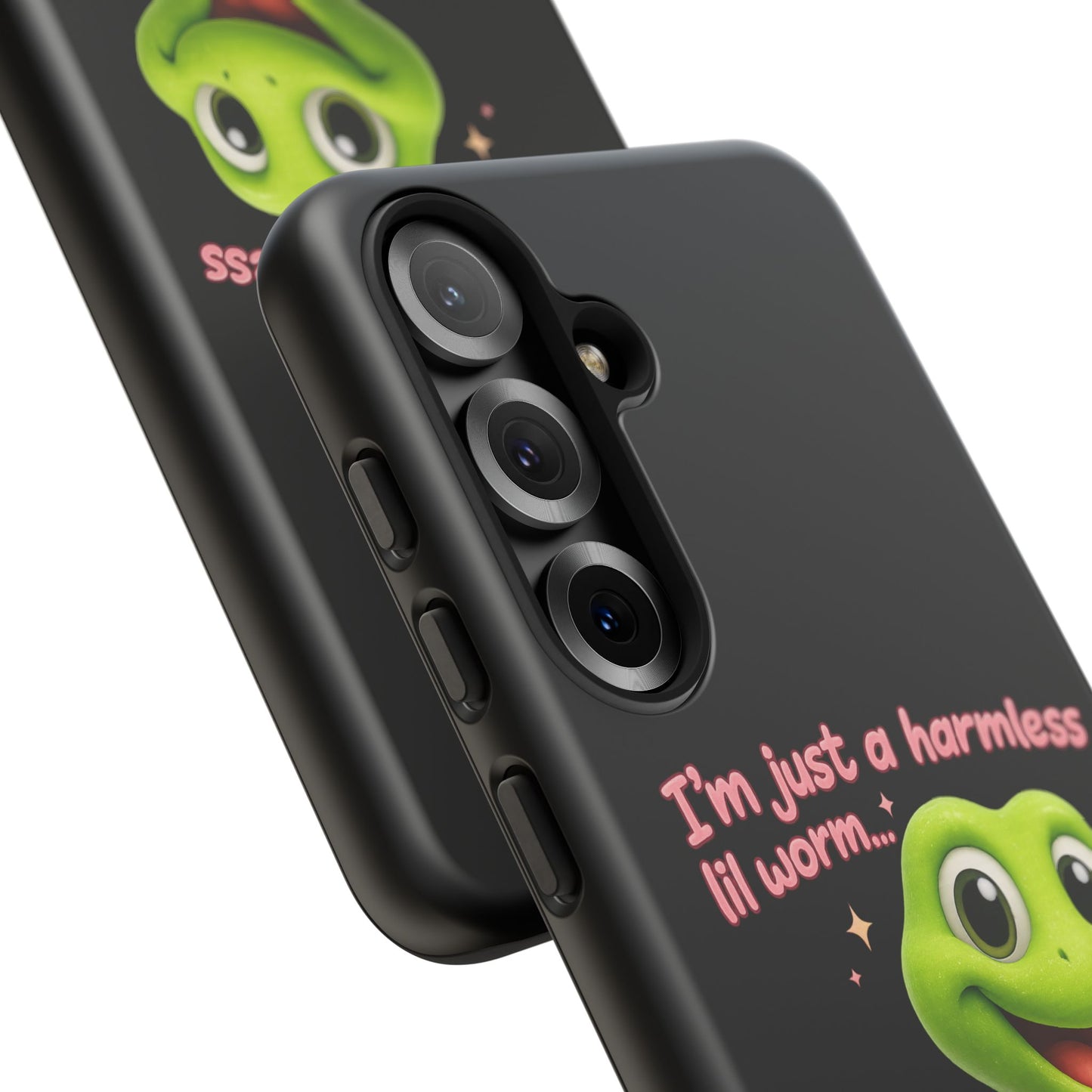 Phone Case — “I’m Just a Harmless Lil Worm… With Chaotic Intentions” Cute Cartoon Worm Design