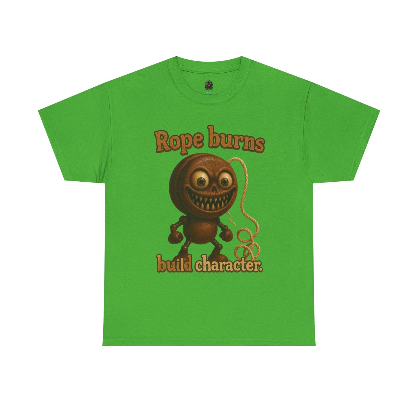 Rope Burns Built Character Tee | Creepy Smiling Doll Illustration