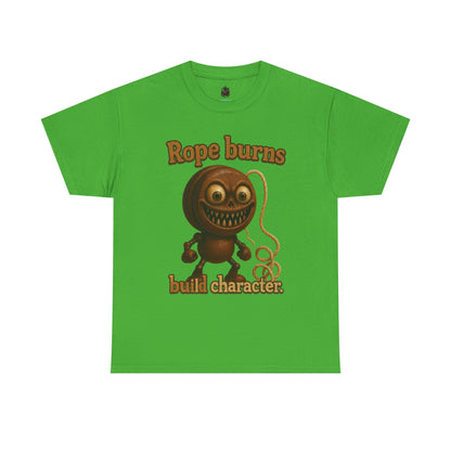 Rope Burns Built Character Tee | Creepy Smiling Doll Illustration