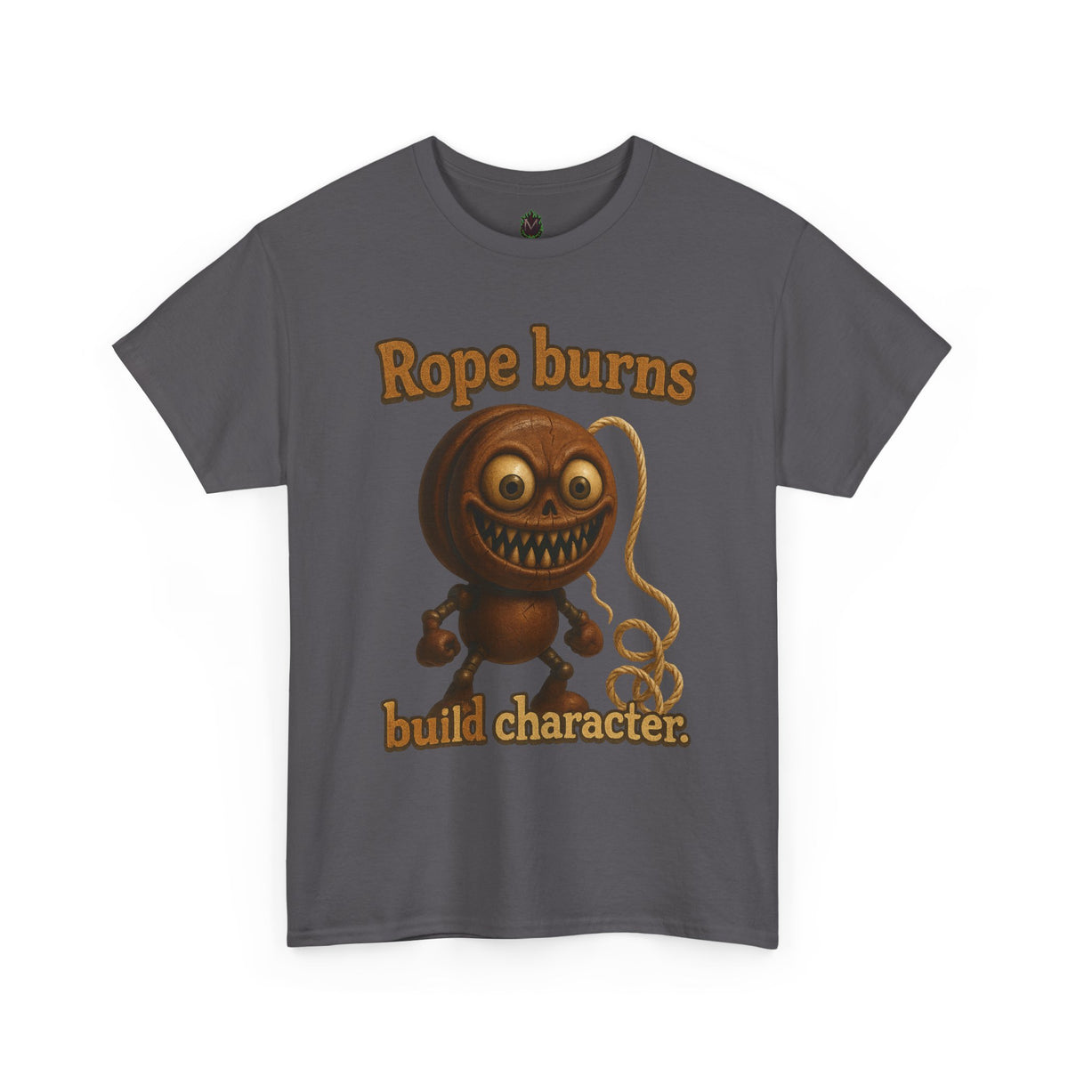 Rope Burns Built Character Tee | Creepy Smiling Doll Illustration