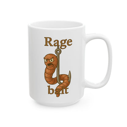 Cute Fox Ceramic Mug – 'Rage Bait' Inspirational Coffee Cup (11oz, 15oz)