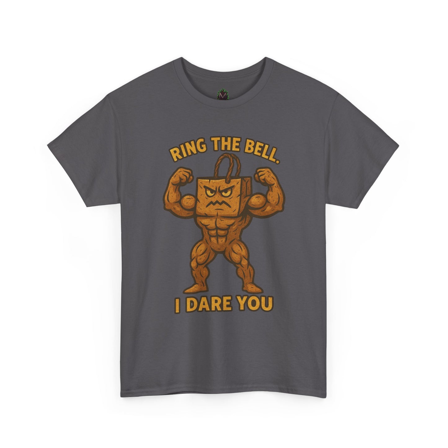Kettlebell Mascot Tee — "Ring the Bell, I Dare You" Gym T-Shirt