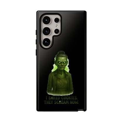 Spooky Green Ghost Phone Case — "I Baked Cookies, They Scream Now" Horror iPhone Cover