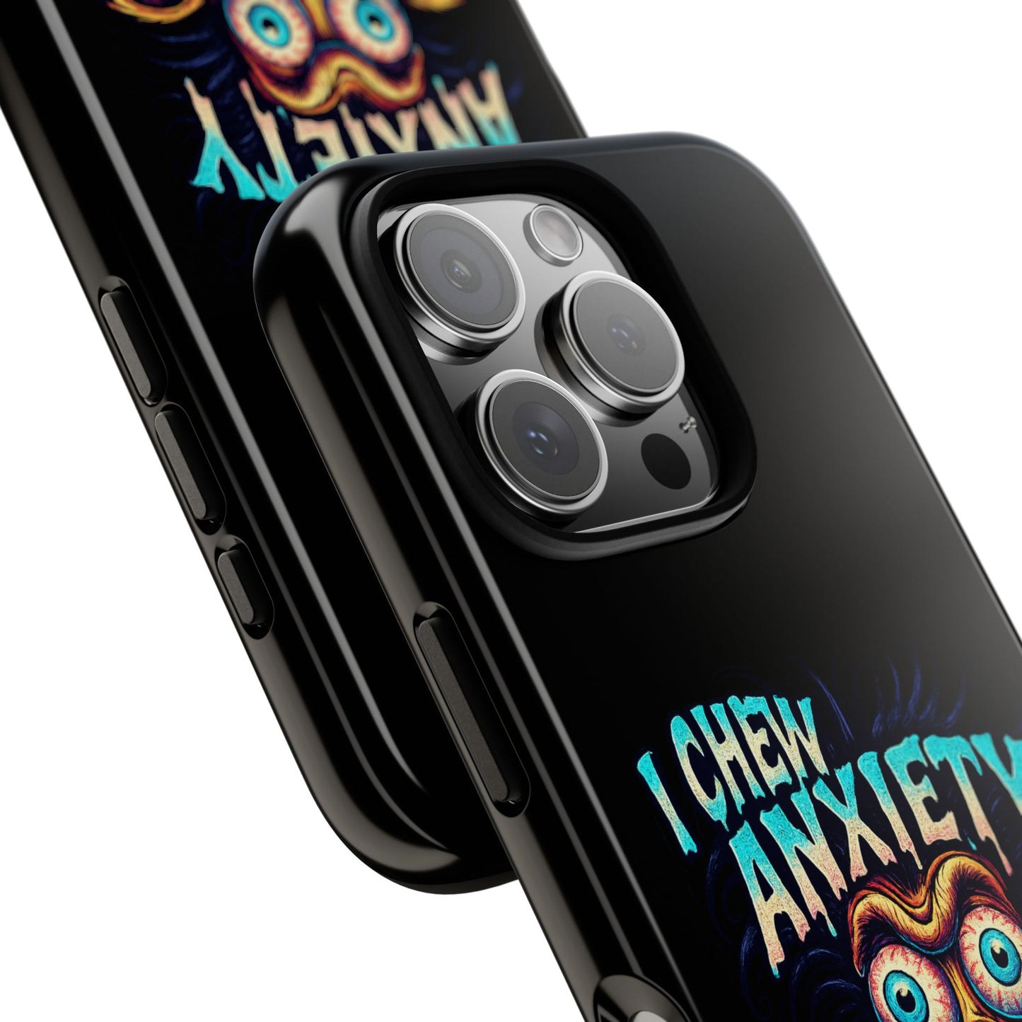 Phone Case — "I Chew Anxiety Like Bubblegum" Retro Monster Design