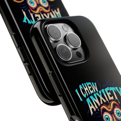 Phone Case — "I Chew Anxiety Like Bubblegum" Retro Monster Design
