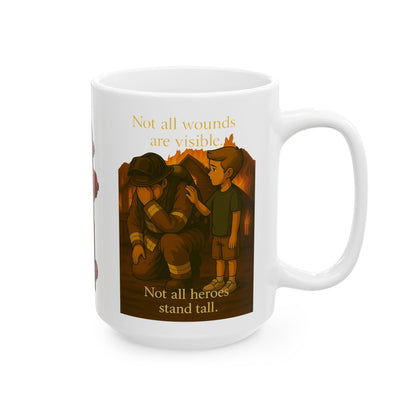 Not All Heroes Stand Tall – Firefighter PTSD Awareness Mug