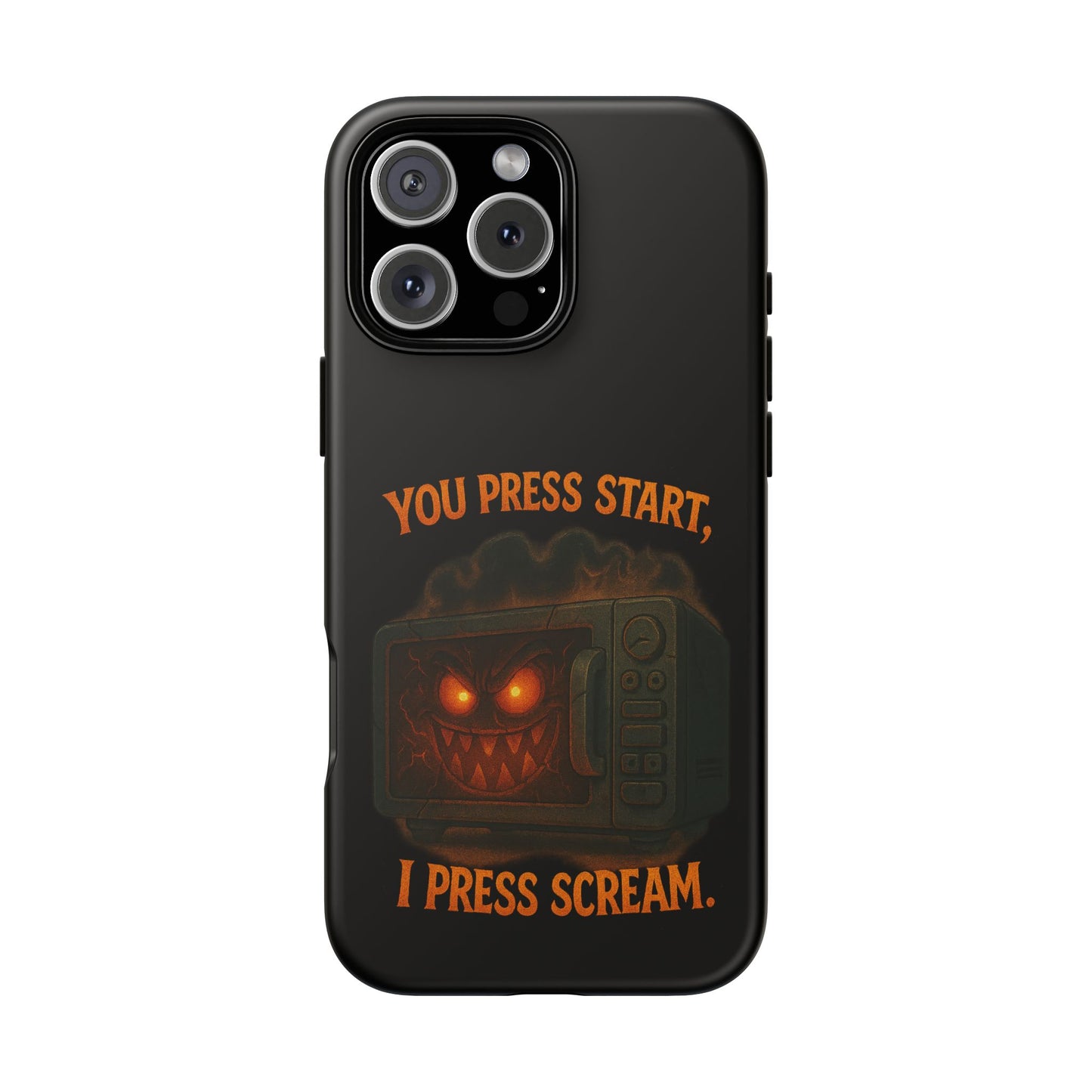 Phone Case — "You Press Start, I Press Scream" Spooky Retro Game Controller Design