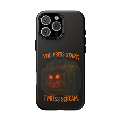 Phone Case — "You Press Start, I Press Scream" Spooky Retro Game Controller Design