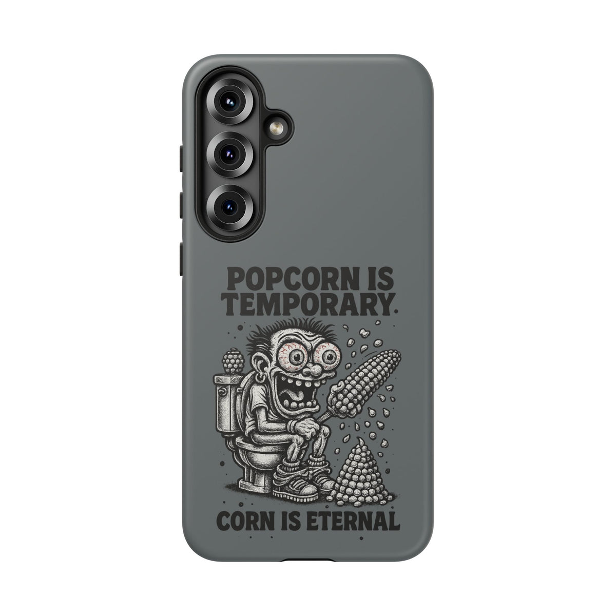 Phone Case — "Popcorn Is Temporary, Corn Is Eternal" Retro Zombie Corn Design