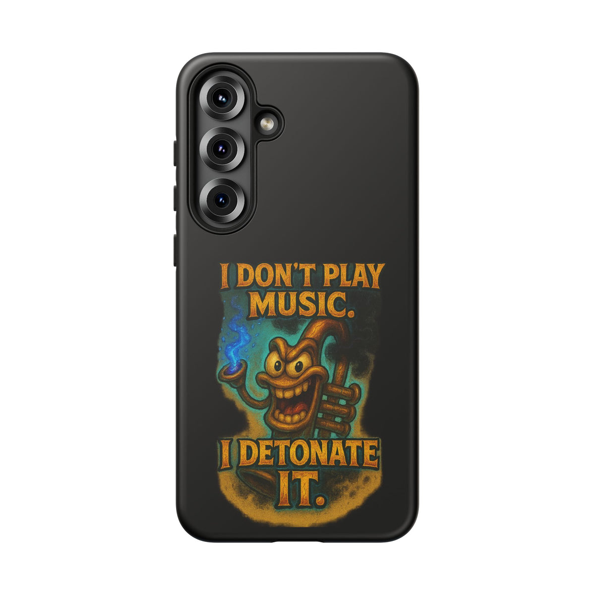 Phone Case — "I Don't Play Music. I Detonate It." Cartoon Bomb Graphic