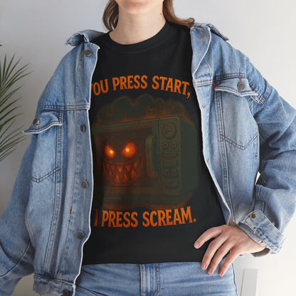 You Press Start I Press Scream tee | Retro Horror Game Controller