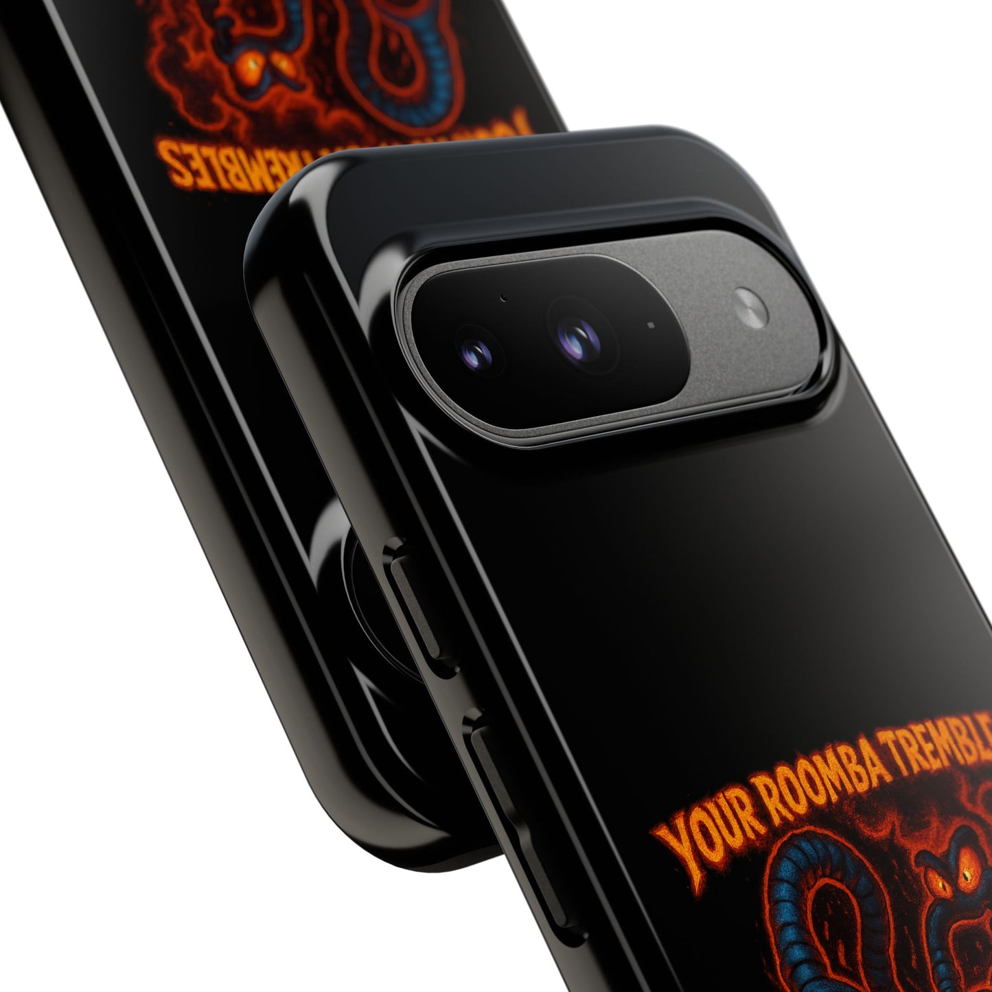 Phone Case — "Your Roomba Trembles at My Name" Fiery Cat Design
