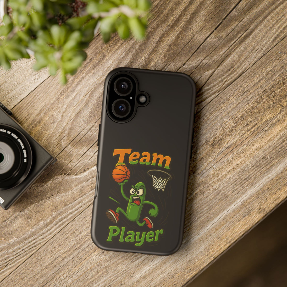Team Player Basketball Phone Case — Cute Cartoon Pickle Dunk Phone Cover