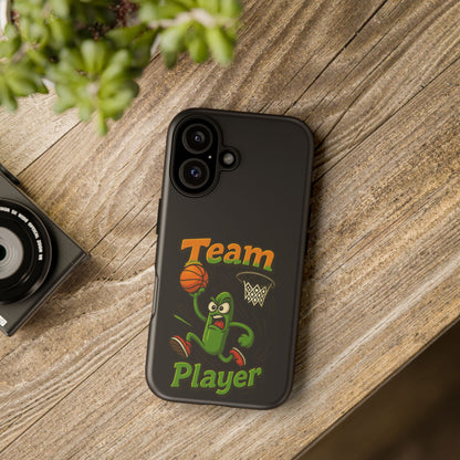 Team Player Basketball Phone Case — Cute Cartoon Pickle Dunk Phone Cover