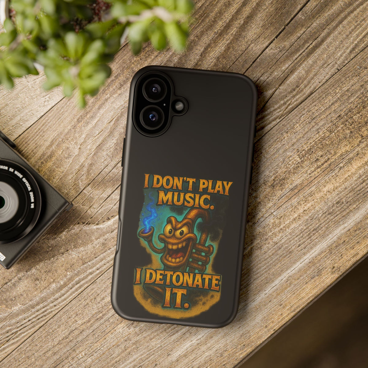 Phone Case — "I Don't Play Music. I Detonate It." Cartoon Bomb Graphic