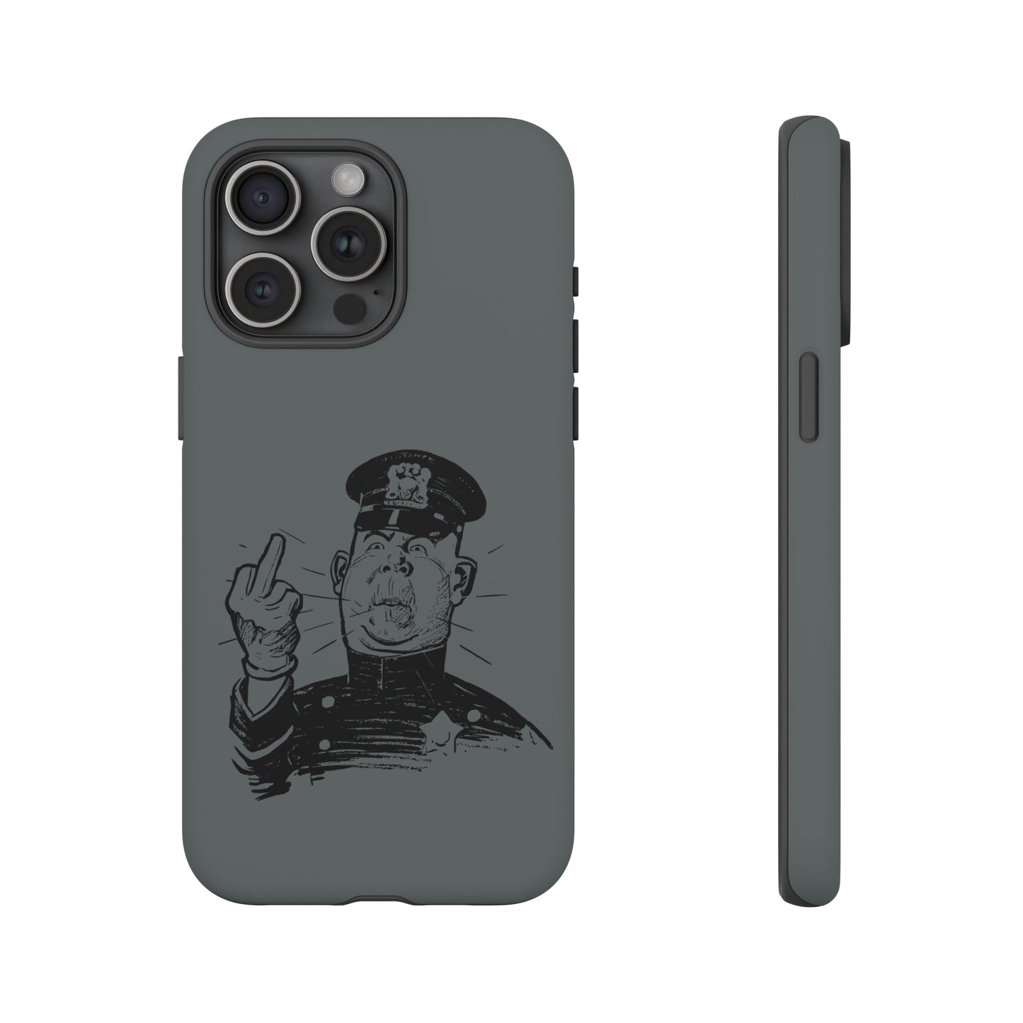 Vintage Cop Middle Finger Phone Case — Edgy Retro iPhone Protective Cover