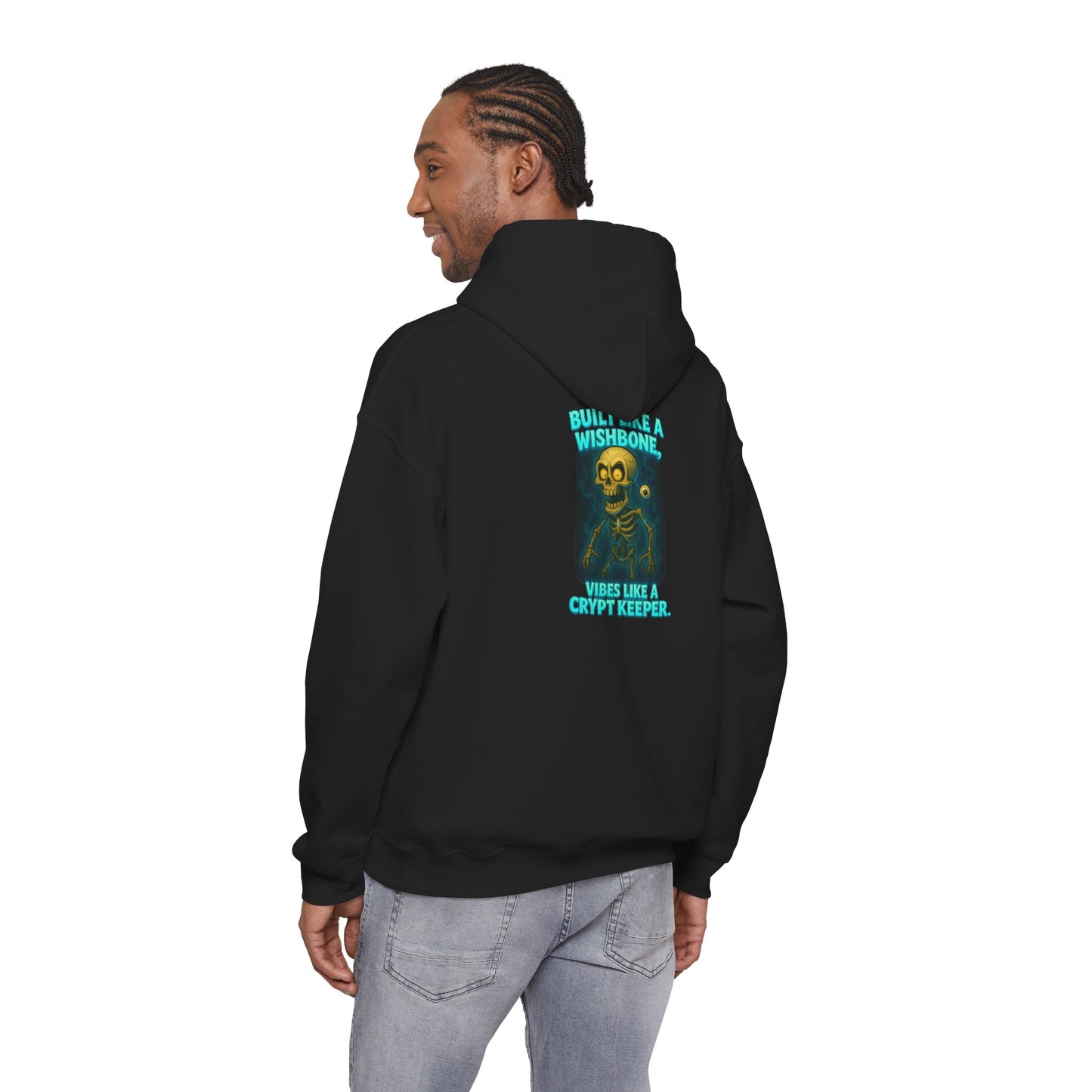 Skull Vintage Graphic Hoodie — "Built Like A Wishbone" Creepy Cute Pullover