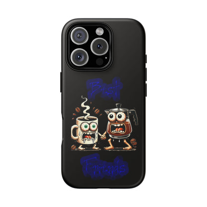 Coffee & Tea Fight Phone Case — Funny Kawaii Beverage Cartoon Tough Cases