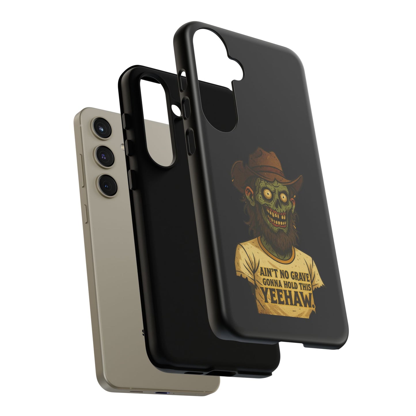 Zombie Cowboy Phone Case — "Ain't No Grave Gonna Hold This Yeehaw" Protective iPhone Cover