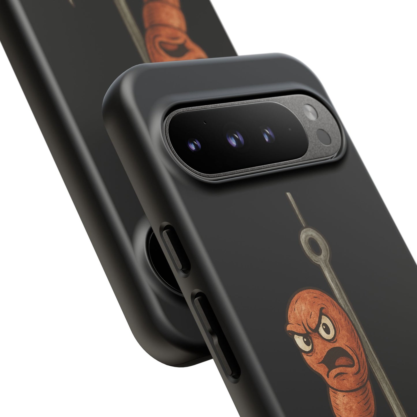 Angry Worm on Hook Phone Case – Funny Fishing Humor Protective Cover