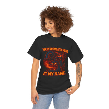 Your Roomba Trembles At My Name T-Shirt | Demon Cat Illustration