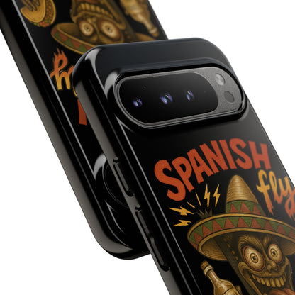 Spanish Fly Tough Phone Case — Retro Skull Sombrero Design