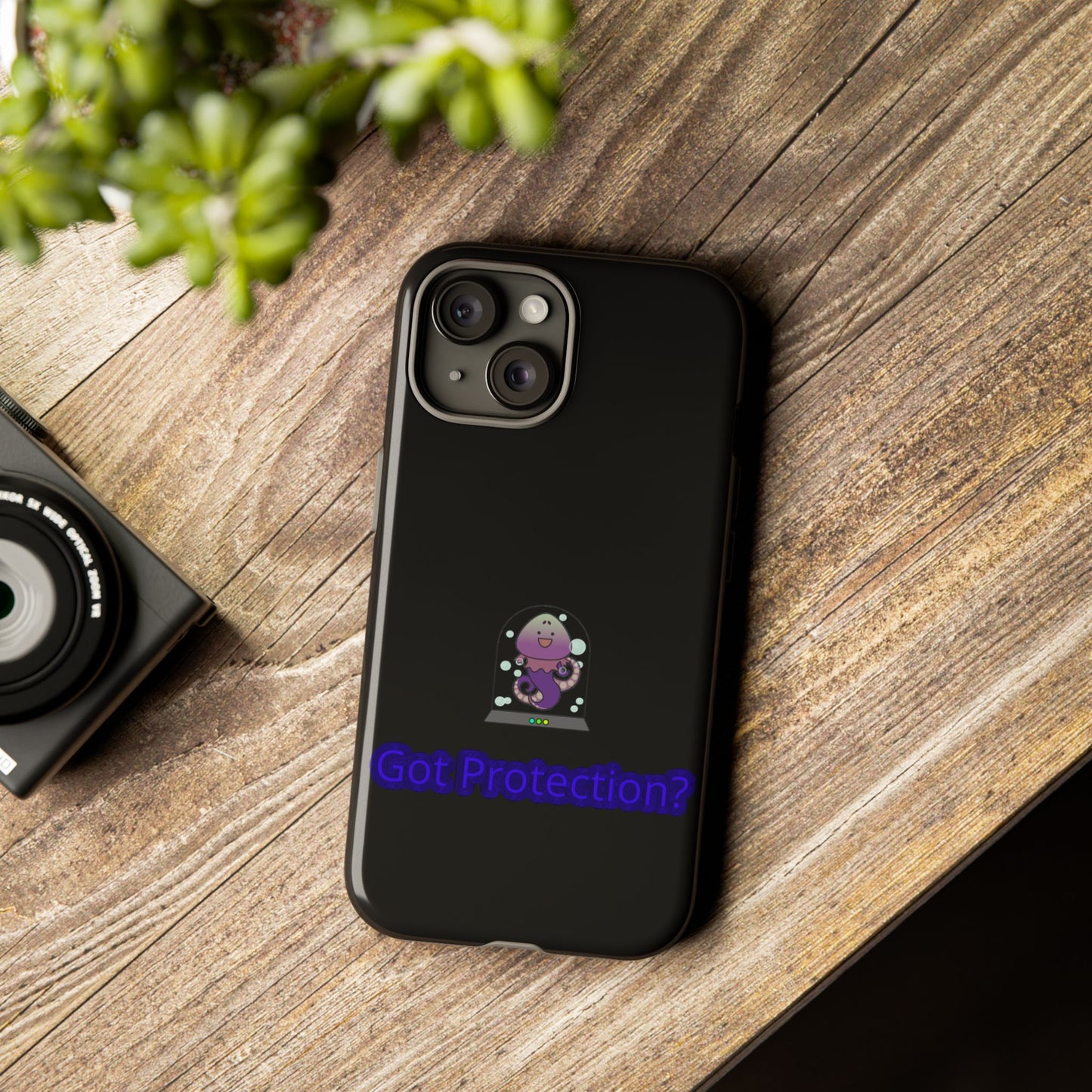 Phone Case — 'Got Protection?' Cute Purple Alien Anti-Shock Protective Cover