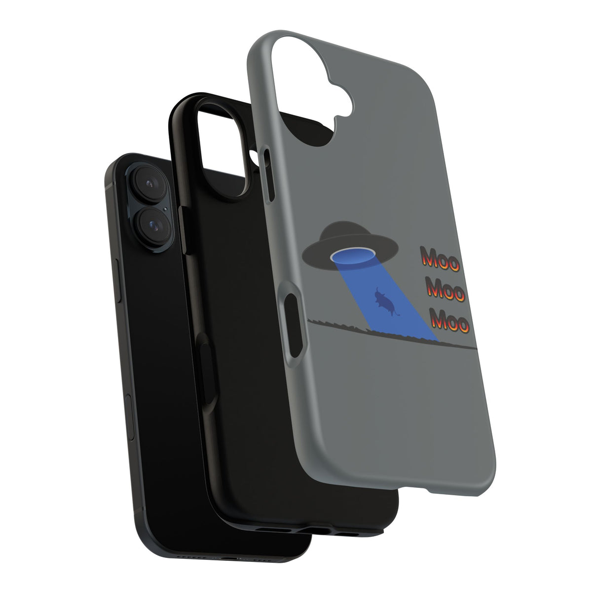 Phone Case — Funny UFO Cow Abduction Design with “Moo Moo Moo”