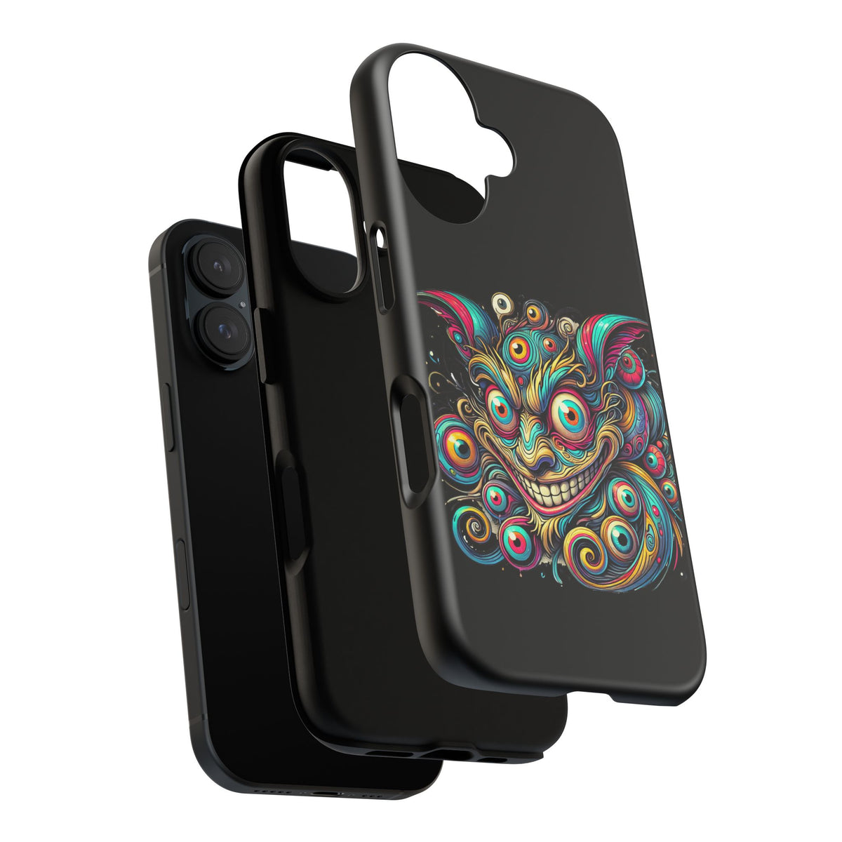 Psychedelic Mischief Phone Case — Colorful Grinning Monster Design