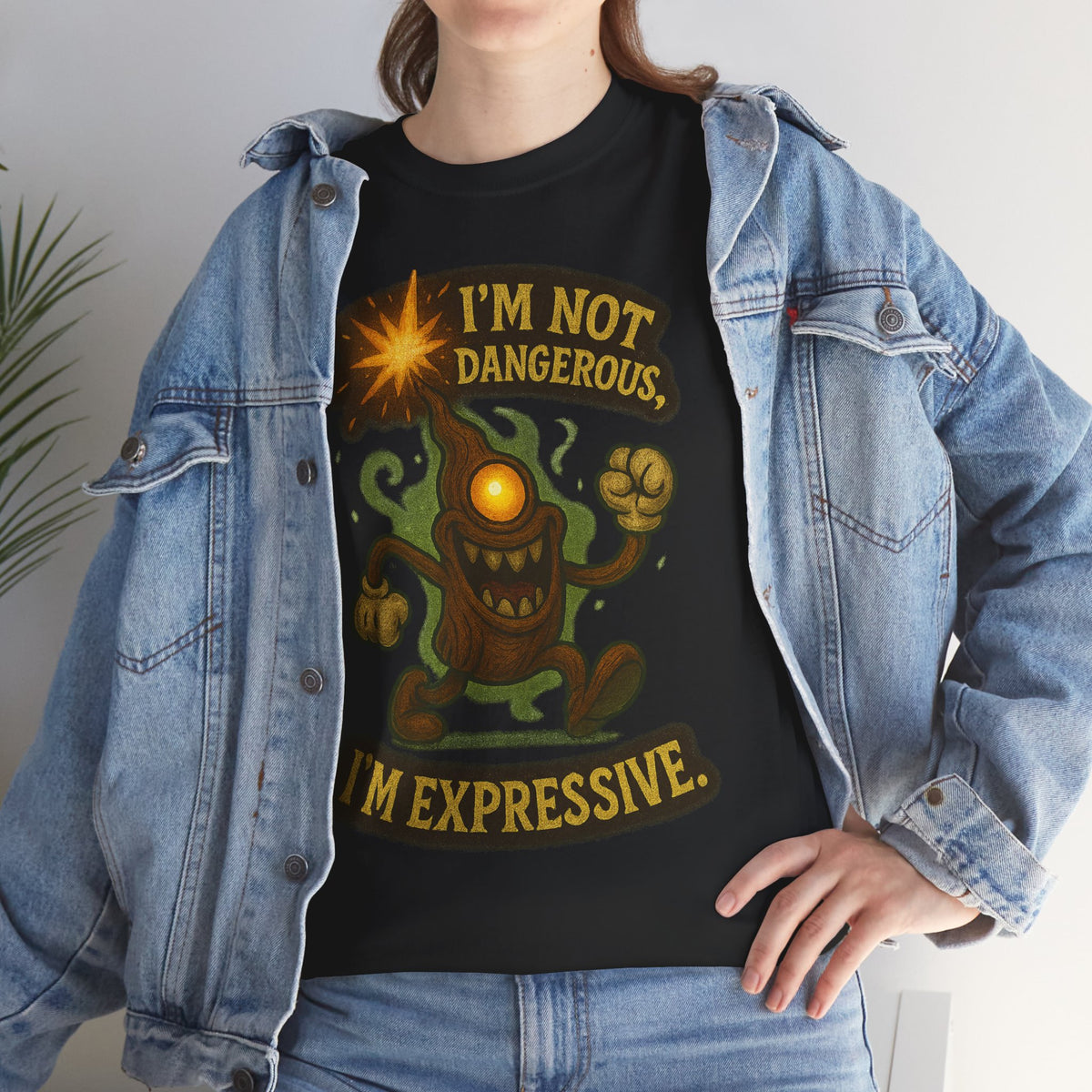 I'm Not Dangerous I'm Expressive Tee | Cartoon Monster Illustration
