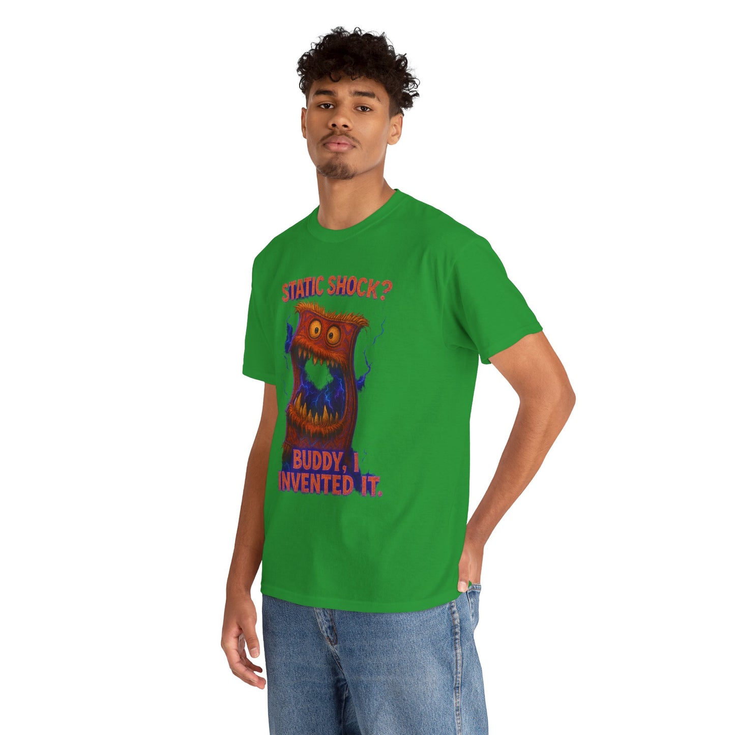 Static Shock? Buddy I Invented It T-Shirt | Retro Monster Graphic