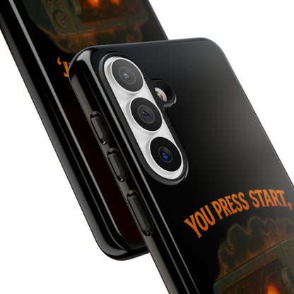 Phone Case — "You Press Start, I Press Scream" Spooky Retro Game Controller Design