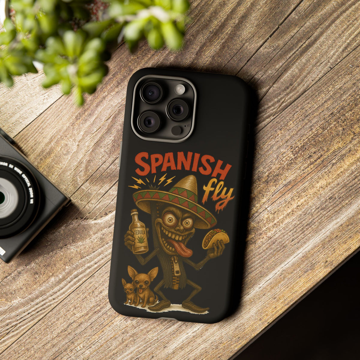 Spanish Fly Tough Phone Case — Retro Skull Sombrero Design